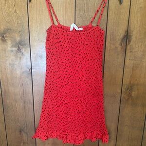 Billabong Red Dress with Black Dot Texture